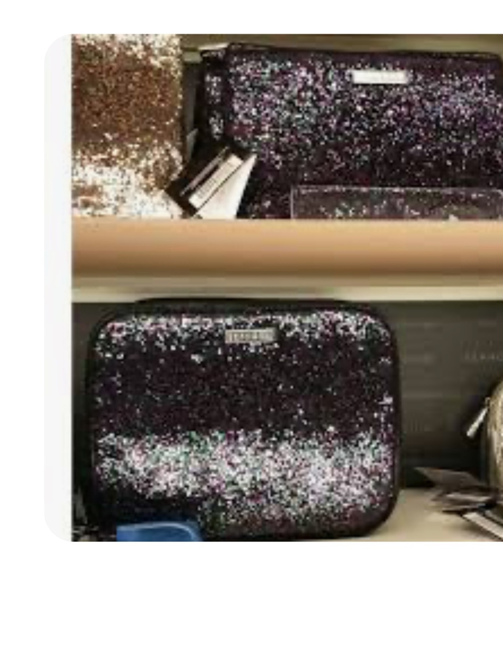 Sephora colección Black and Purple Glitter Cosmetic Pouch with hanging